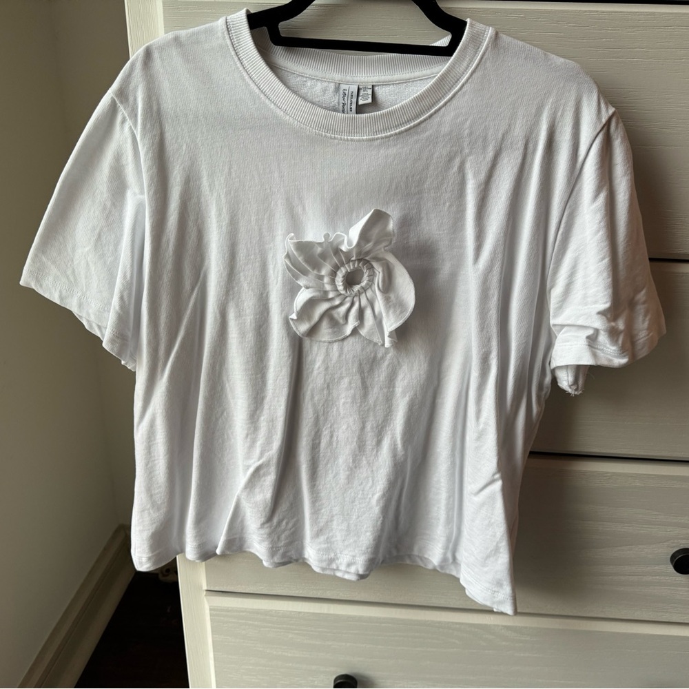& Other Stories White Floral cotton shirt (Large)